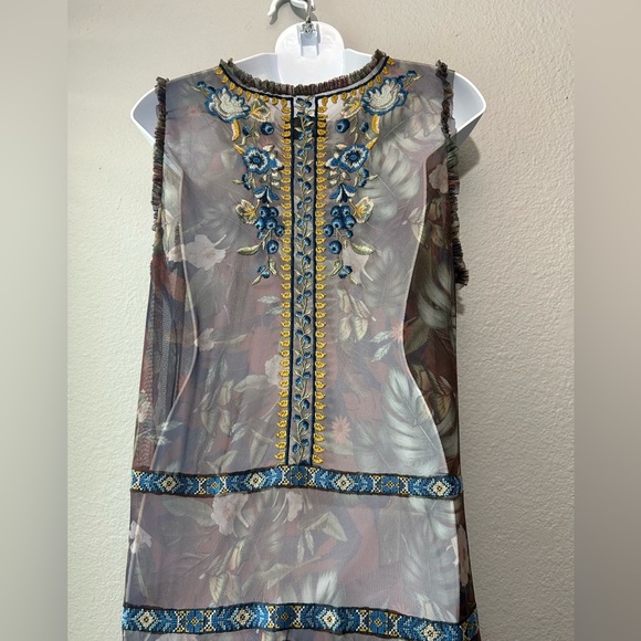 Johnny Was Biya Qadira Mesh Dress Large Whimsical Floral Boho *See Description - Picture 8 of 16